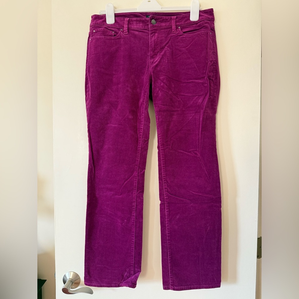 Ann Taylor Women’s Fuchsia Dark Pink Corduroy Pants Signature Fit 12P 34x29